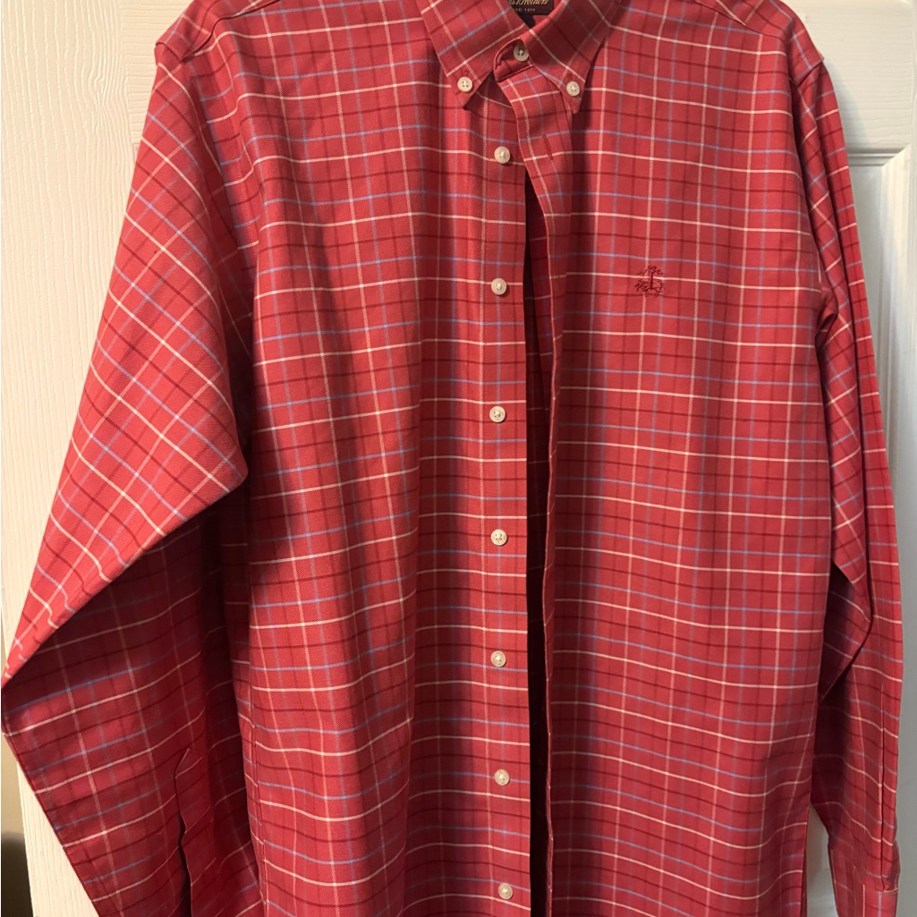 Mens Brooks Brothers Brand Red Plaid ButtonDown Shirt